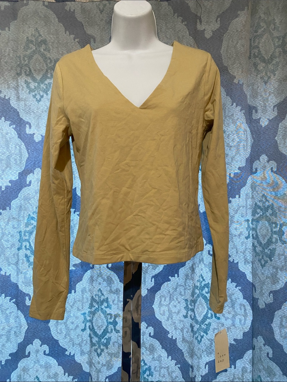 a new day Women's Long Sleeve V-Neck Top in Mustard Yellow
